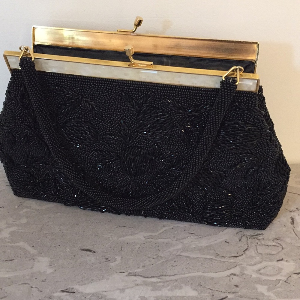 Goldtone And Black Clutch With Tassel main image 1